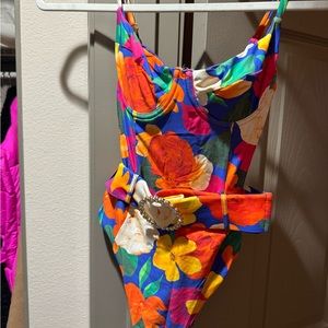 Rhinestone studded belt. no padding in cups. high cut.